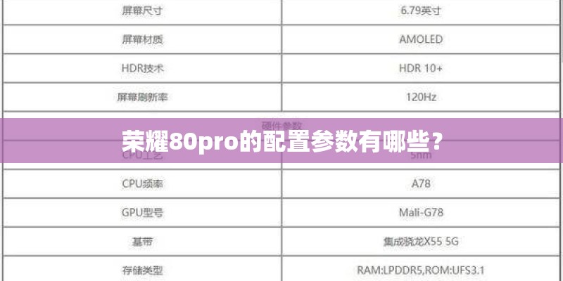 荣耀80pro的配置参数有哪些? 荣耀80pro的配置参数有哪些?